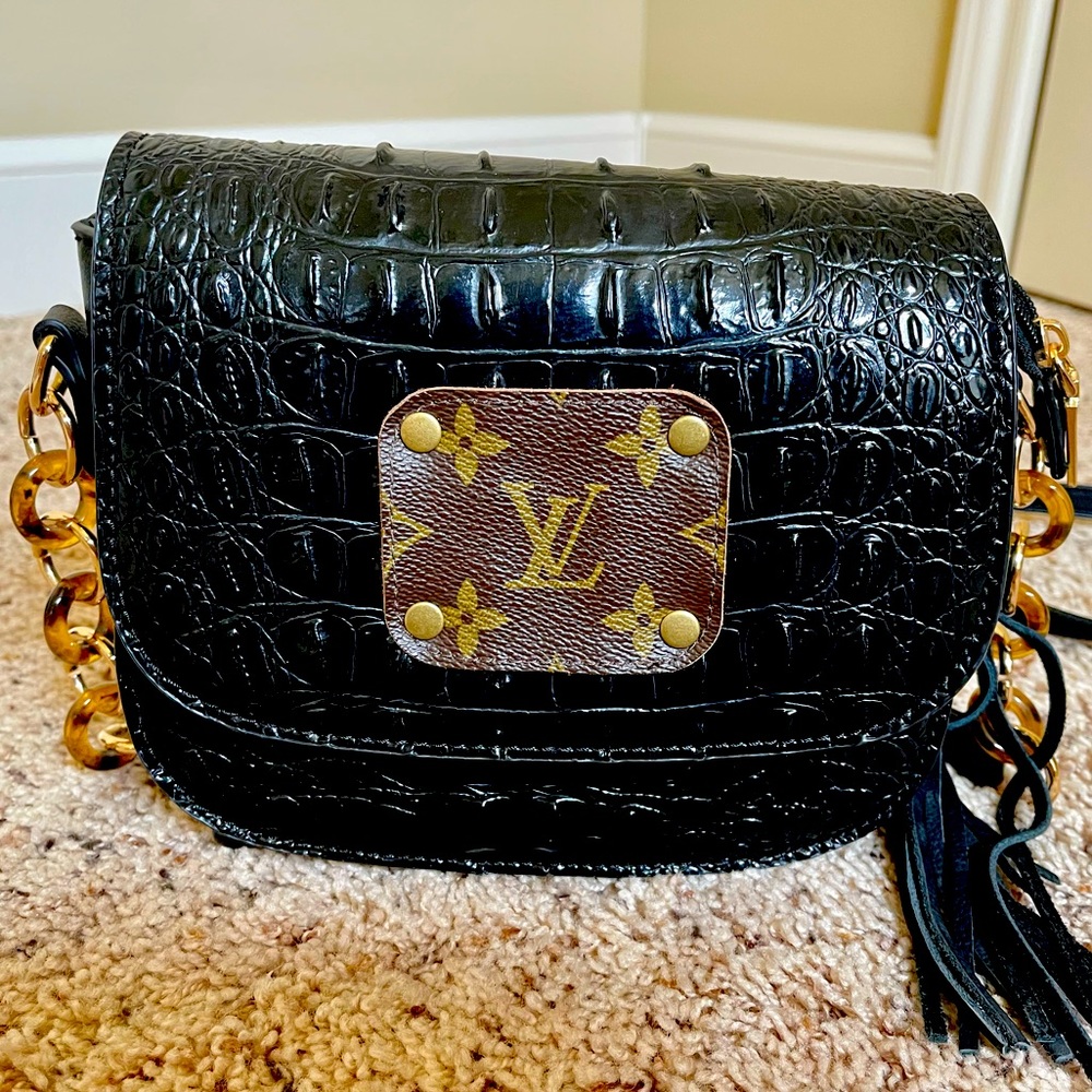 Upcycled croc crossbody